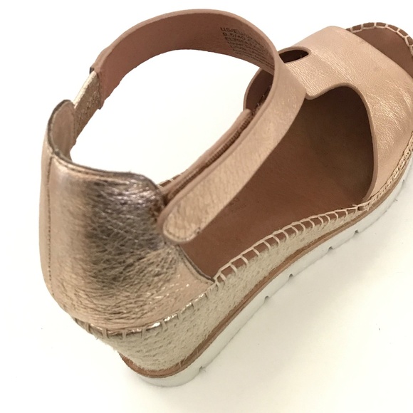 GENTLE SOULS Elyssa T-Strap Espadrille Wedge Sandals Rose Gold Women’s Size 9.5 - Picture 7 of 16